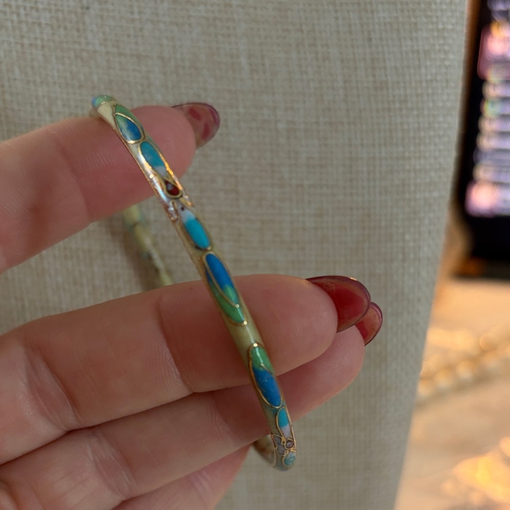 Cloisonné Multicolor Bangle Bracelet - Picture 2 of 6
